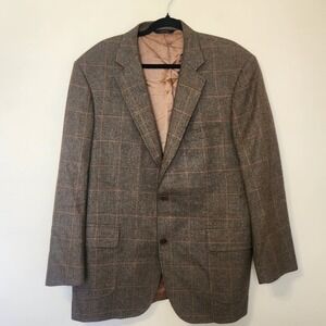 Vintage Brooks Brothers Mens Glen Plaid Sport Coat Wool Cashmere 44R Blazer USA